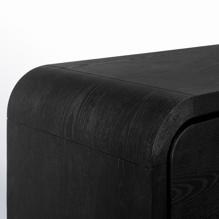 Elora Modern Farmhouse Jet Black Ash 2-Drawer Nightstand