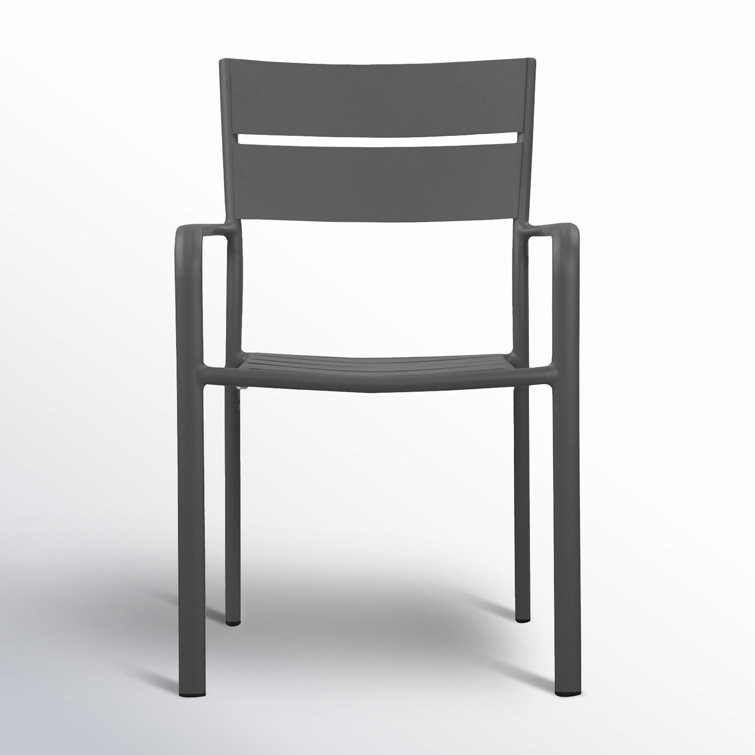 Gray Powder-Coated Aluminum Stacking Dining Chairs, Set of 6