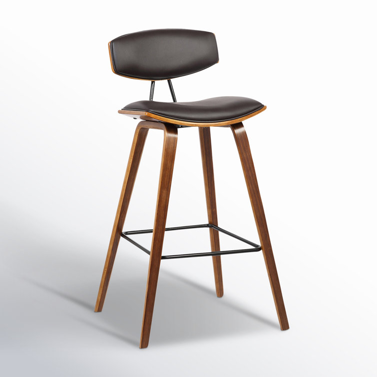 Fox 26'' Gray Faux Leather and Walnut Wood Counter Stool