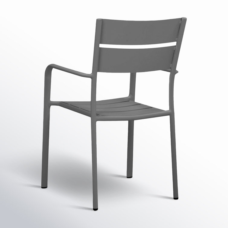 Gray Powder-Coated Aluminum Stacking Dining Chairs, Set of 6