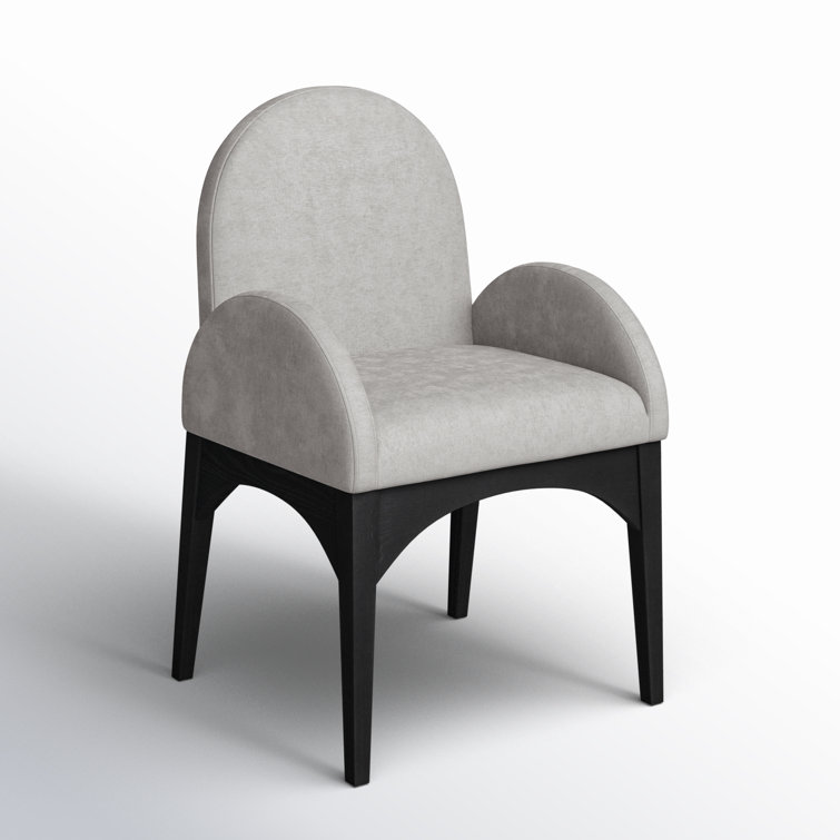 Gray Upholstered Arm Chair with Black Wood Legs