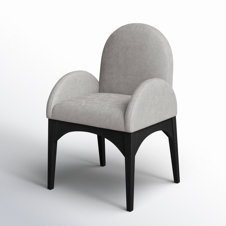 Gray Upholstered Arm Chair with Black Wood Legs