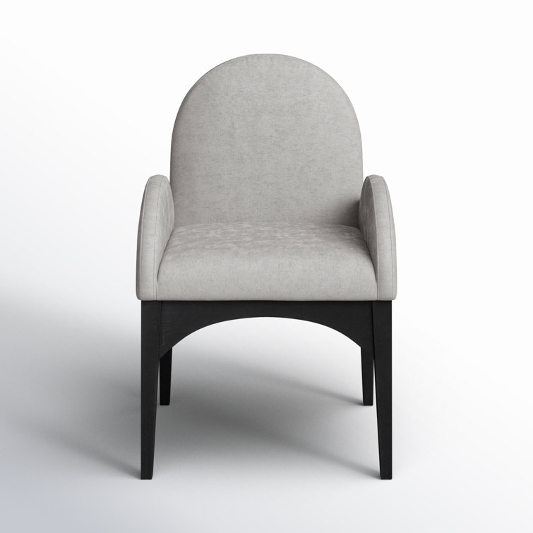 Gray Upholstered Arm Chair with Black Wood Legs