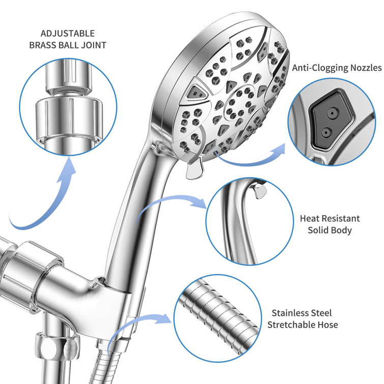 High Pressure 8-Mode Stainless Steel Handheld Shower Head with Adjustable Bracket