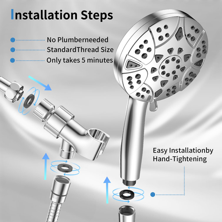 High Pressure 8-Mode Stainless Steel Handheld Shower Head with Adjustable Bracket