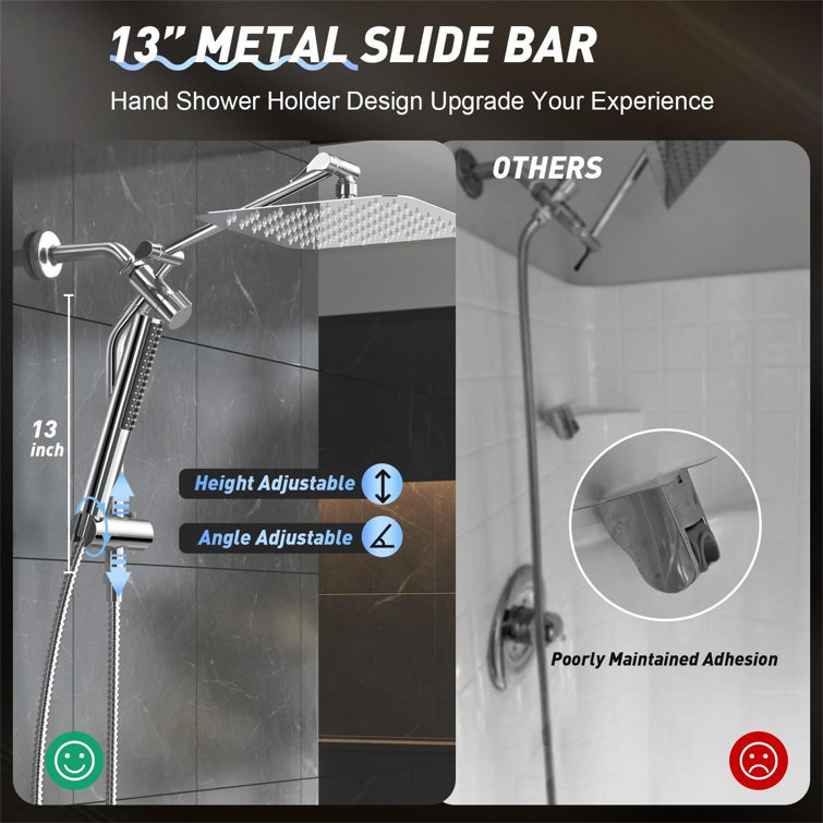 10'' Chrome Dual Shower Head with Handheld Spray Combo