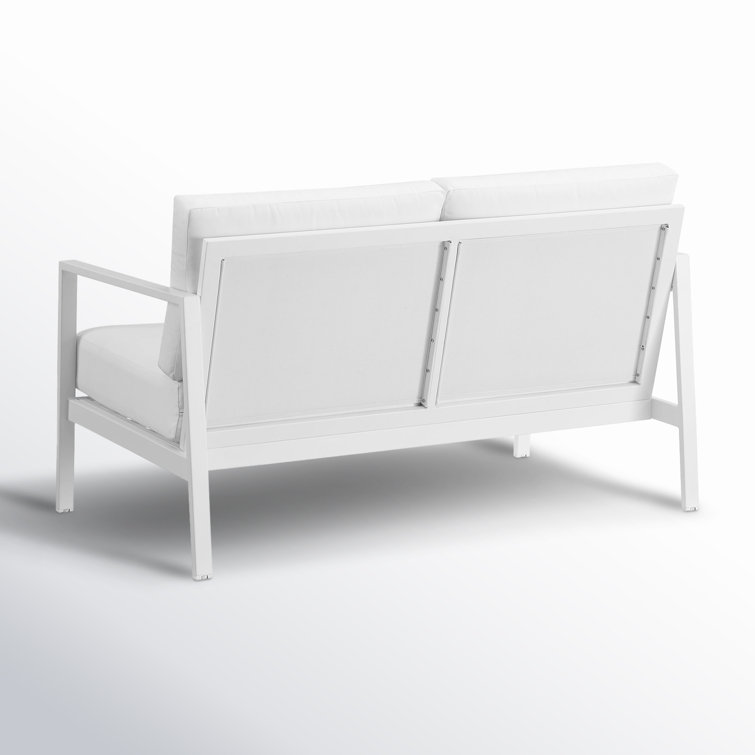 White Aluminum Outdoor Loveseat with Sunbrella Cushions
