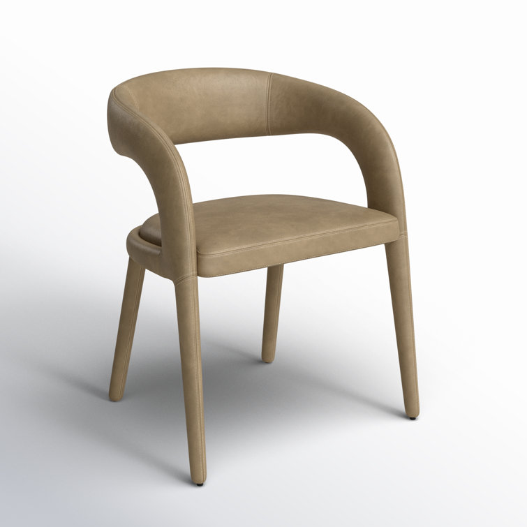 Tan Faux Leather Upholstered Arm Chair with Metal Legs