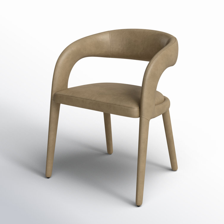 Tan Faux Leather Upholstered Arm Chair with Metal Legs