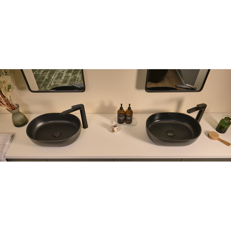 Matte Black 28" Stone Above-Counter Vessel Sink