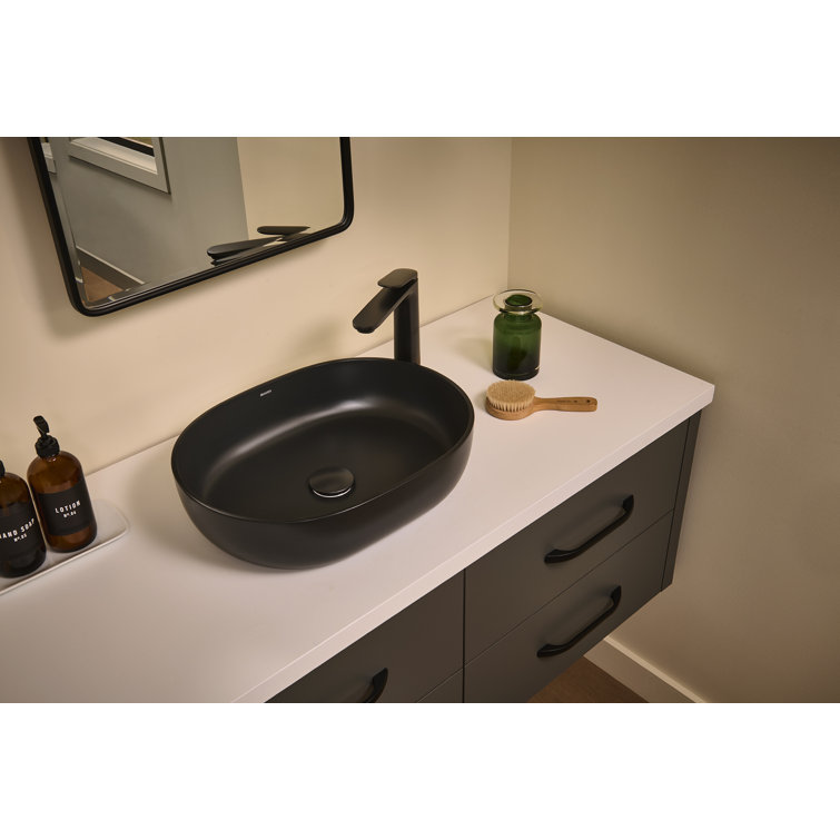 Matte Black 28" Stone Above-Counter Vessel Sink