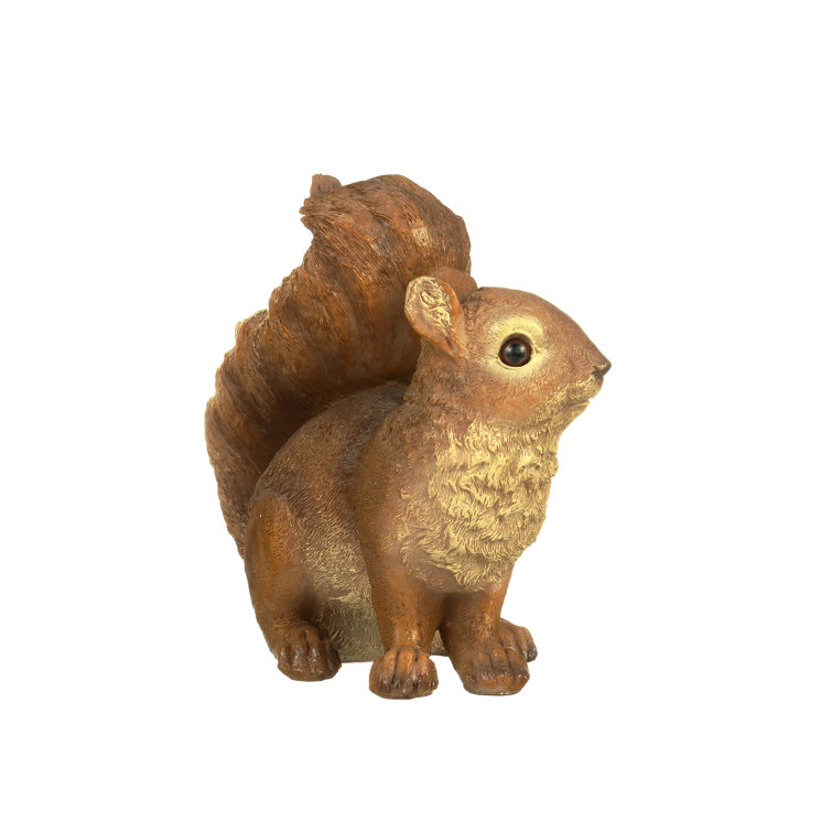 Hand-Painted Brown Resin Woodland Squirrel Garden Statue