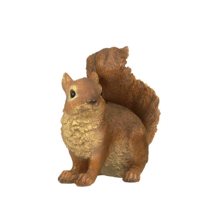 Hand-Painted Brown Resin Woodland Squirrel Garden Statue