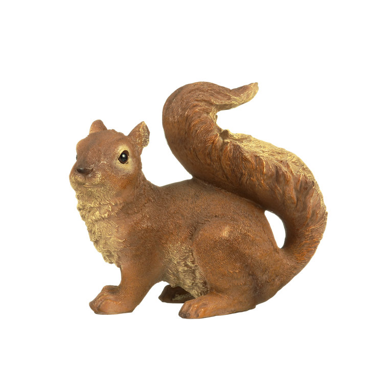 Hand-Painted Brown Resin Woodland Squirrel Garden Statue