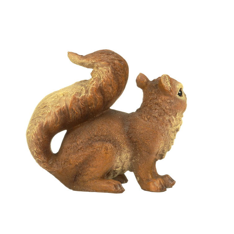 Hand-Painted Brown Resin Woodland Squirrel Garden Statue