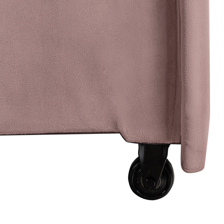 Mauve Velvet Full Sleeper Loveseat with Wood Legs