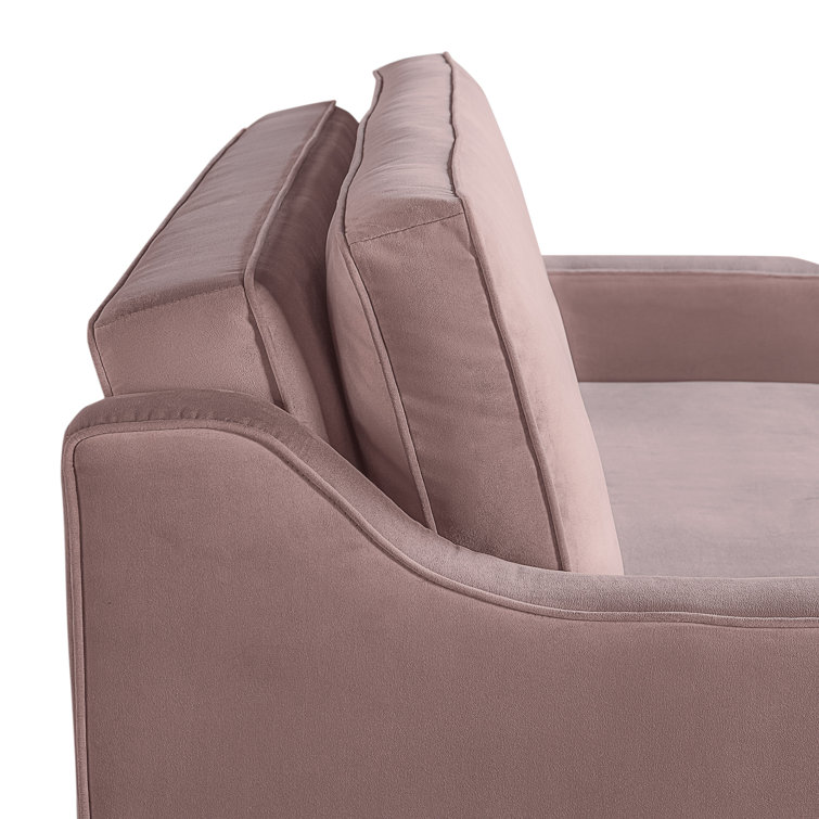 Mauve Velvet Full Sleeper Loveseat with Wood Legs