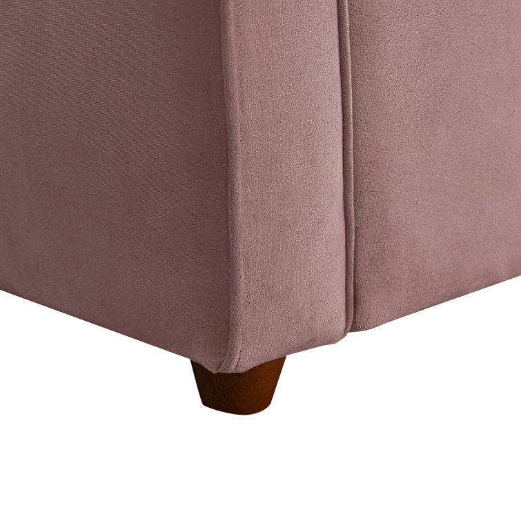 Mauve Velvet Full Sleeper Loveseat with Wood Legs