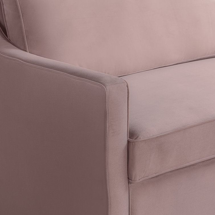 Mauve Velvet Full Sleeper Loveseat with Wood Legs