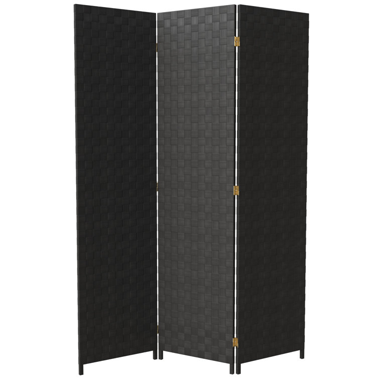 Black Woven Vinyl 6 ft. Tall Folding Room Divider