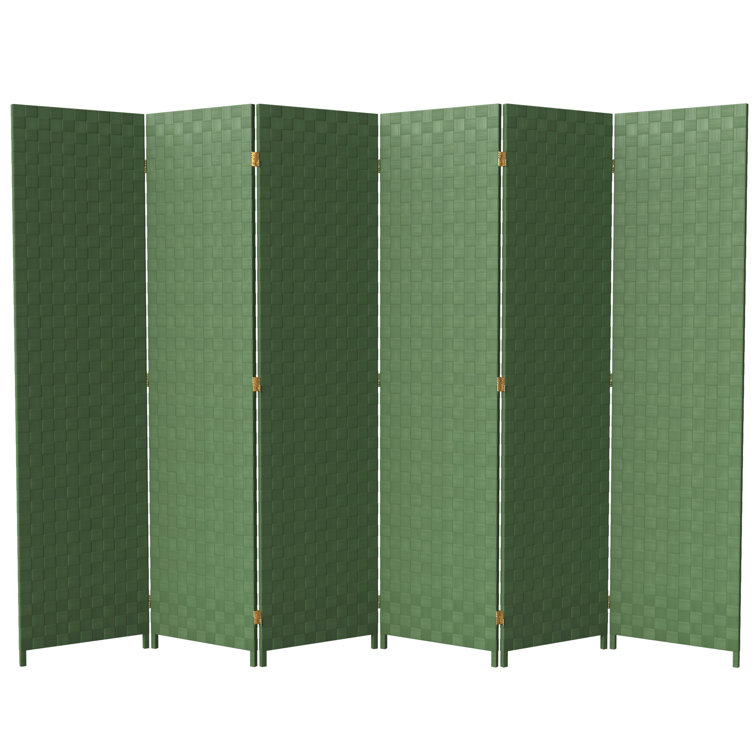 Green Vinyl 6-Panel Folding Floor Screen