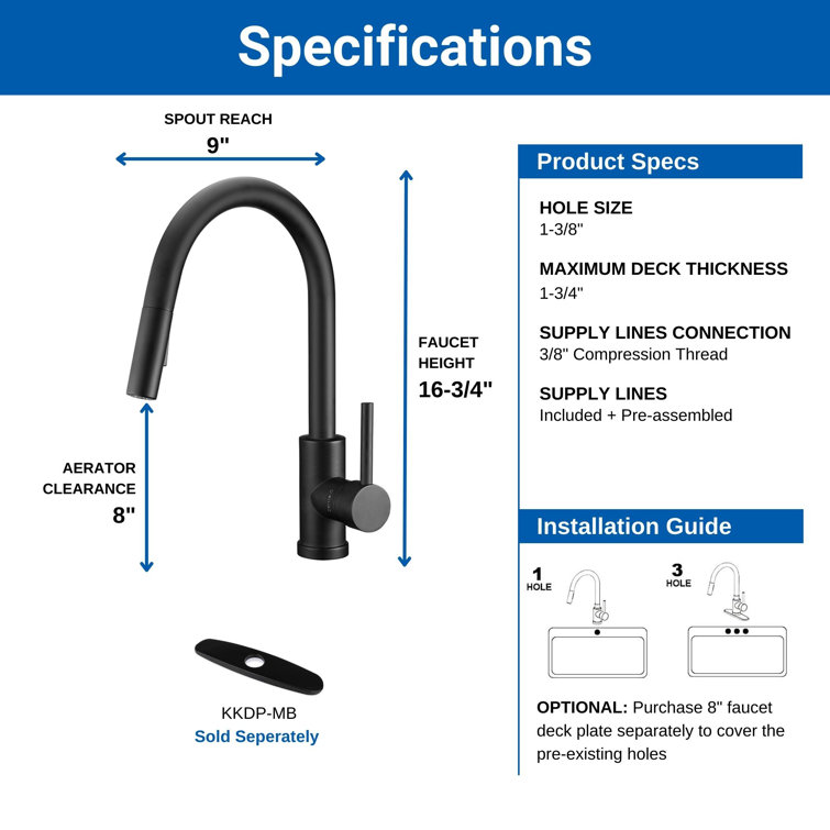 Matte Black Single-Hole Pull-Out Spray Kitchen Faucet