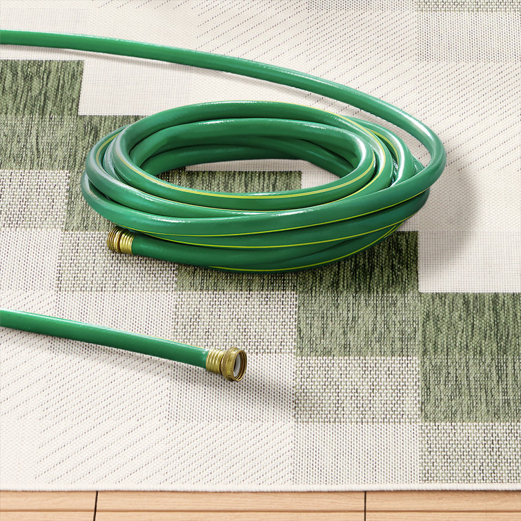 Green and Cream Chevron Pattern Outdoor Area Rug, 4 ft x 5 ft