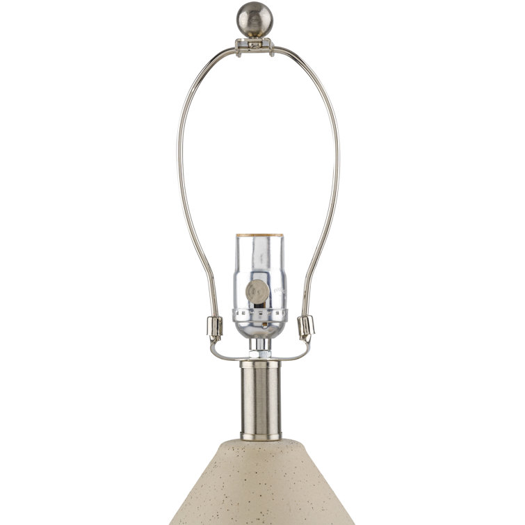 Beige Ceramic Table Lamp with Wheat Linen Shade