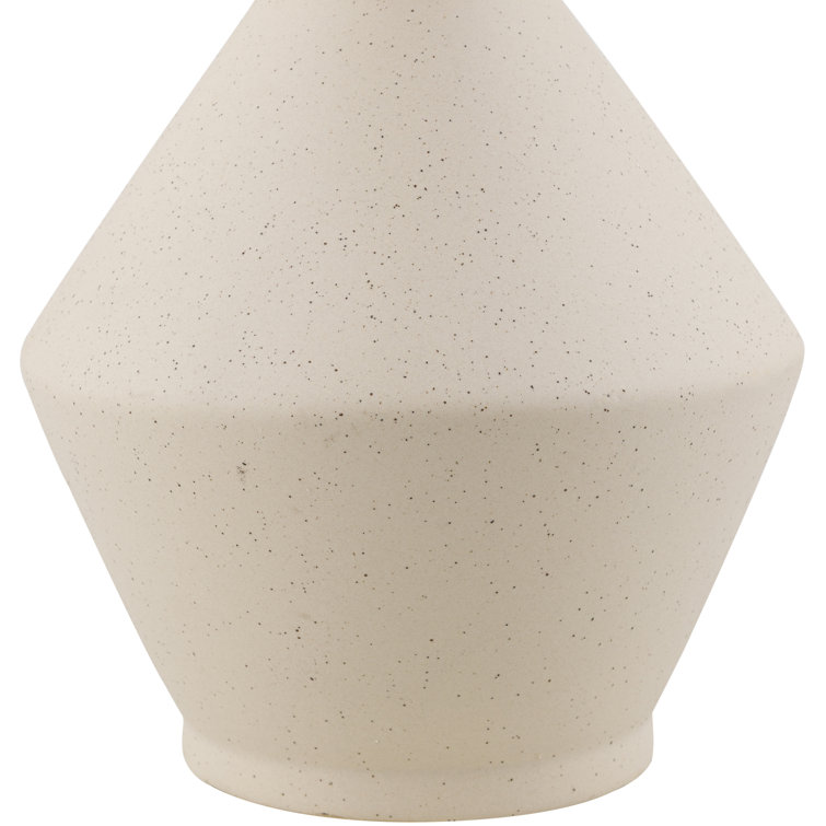 Beige Ceramic Table Lamp with Wheat Linen Shade