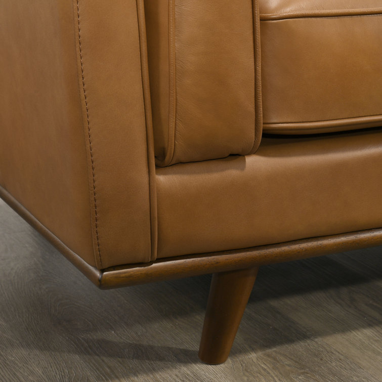 Cognac Tufted Genuine Italian Leather 89'' Sofa