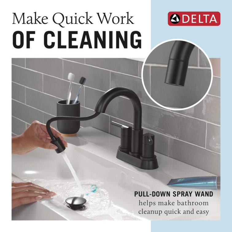 Matte Black Stainless Steel Centerset Bathroom Faucet with Pop-Up Drain