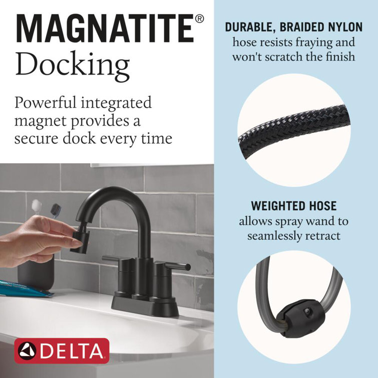 Matte Black Stainless Steel Centerset Bathroom Faucet with Pop-Up Drain