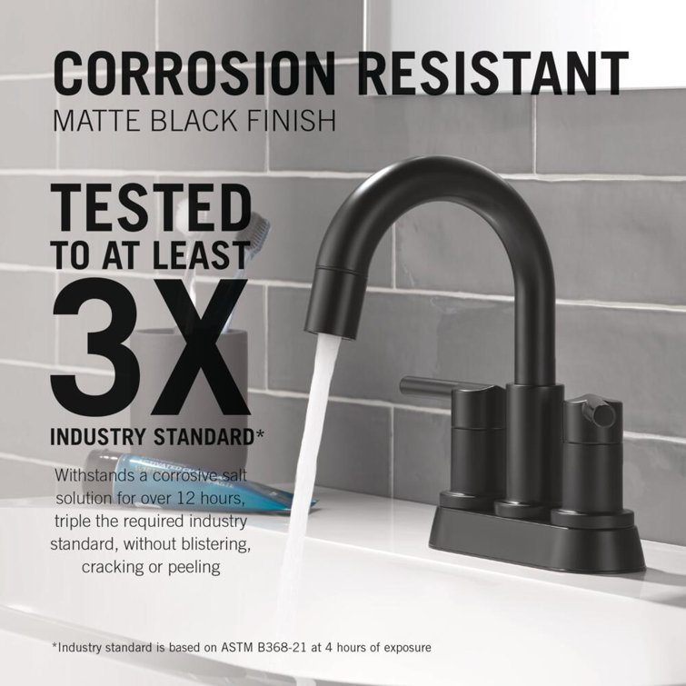 Matte Black Stainless Steel Centerset Bathroom Faucet with Pop-Up Drain