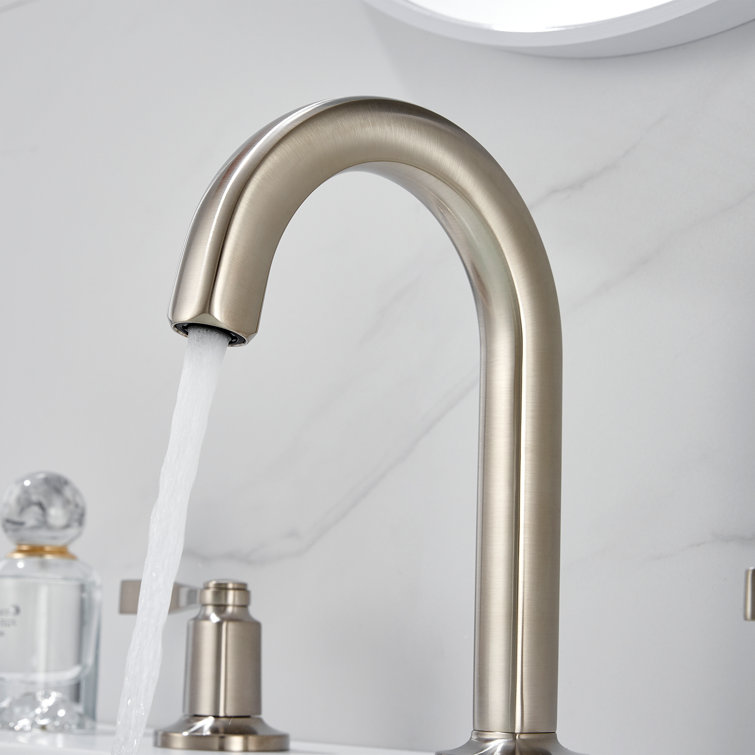 Larko Brushed Nickel 8 in. Widespread 2-Handle Bathroom Faucet