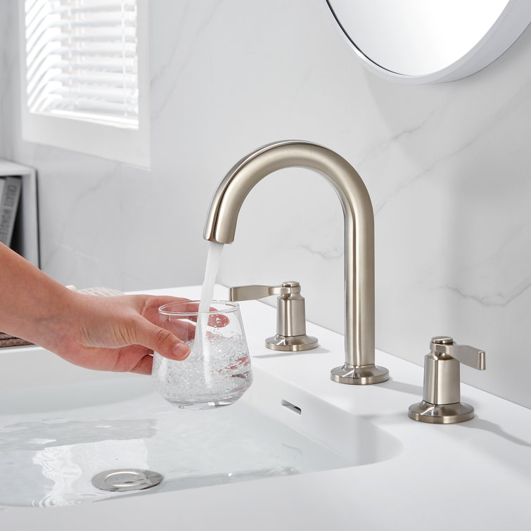 Larko Brushed Nickel 8 in. Widespread 2-Handle Bathroom Faucet