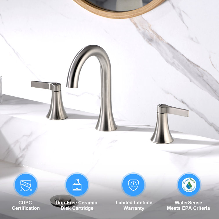 Reesley Brushed Nickel Widespread 2-Handle Bathroom Faucet