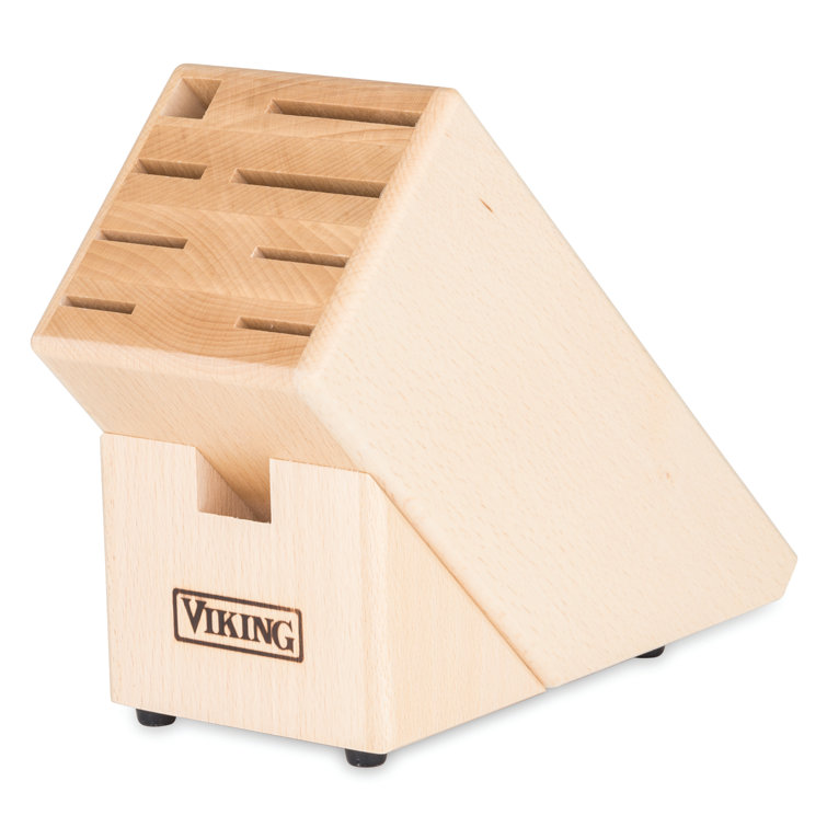 Viking Light Brown Wood 9 Slot Professional Knife Block