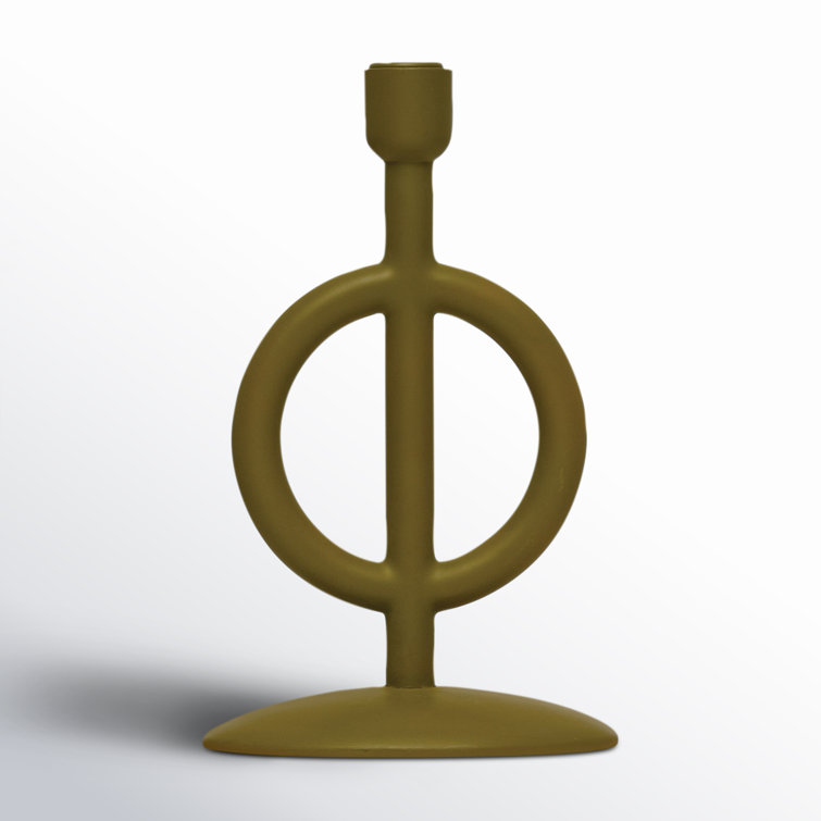 14.63" Olive Green Resin Tabletop Candlestick