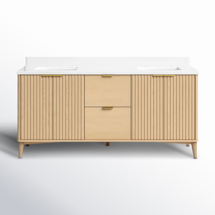 Gabi 72-Inch Rustic Ash Double Sink Vanity with White Stone Top