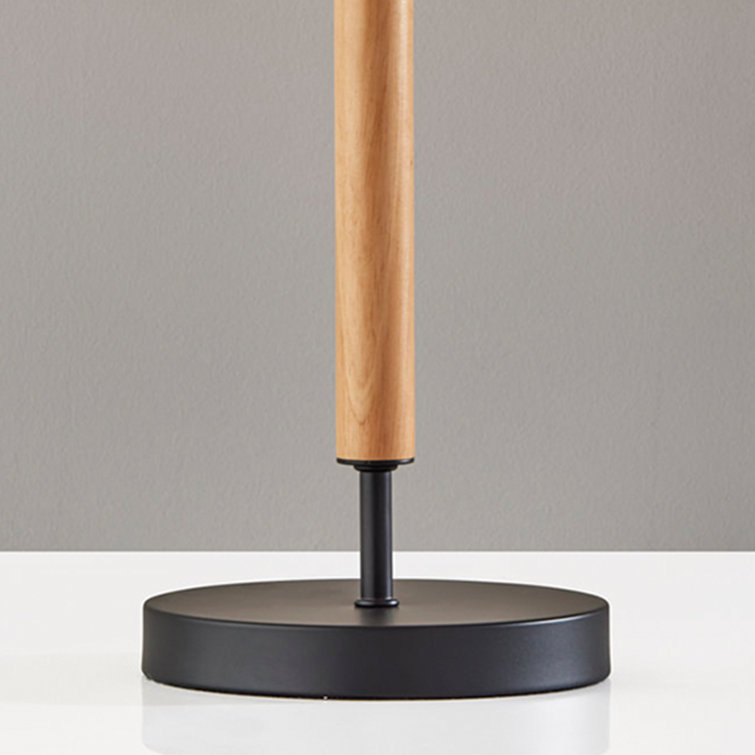 Adesso Hamilton 26.25" Natural Rubberwood Desk Lamp with Off-White Shade