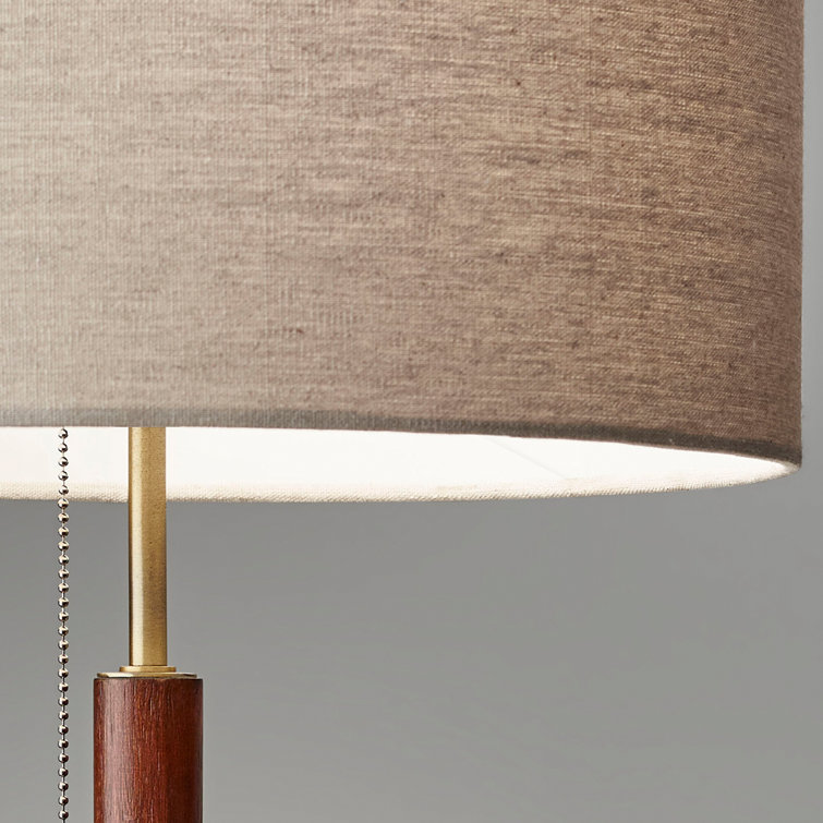 Hamilton 26.25'' White Linen Shade Table Lamp with Walnut Wood Body
