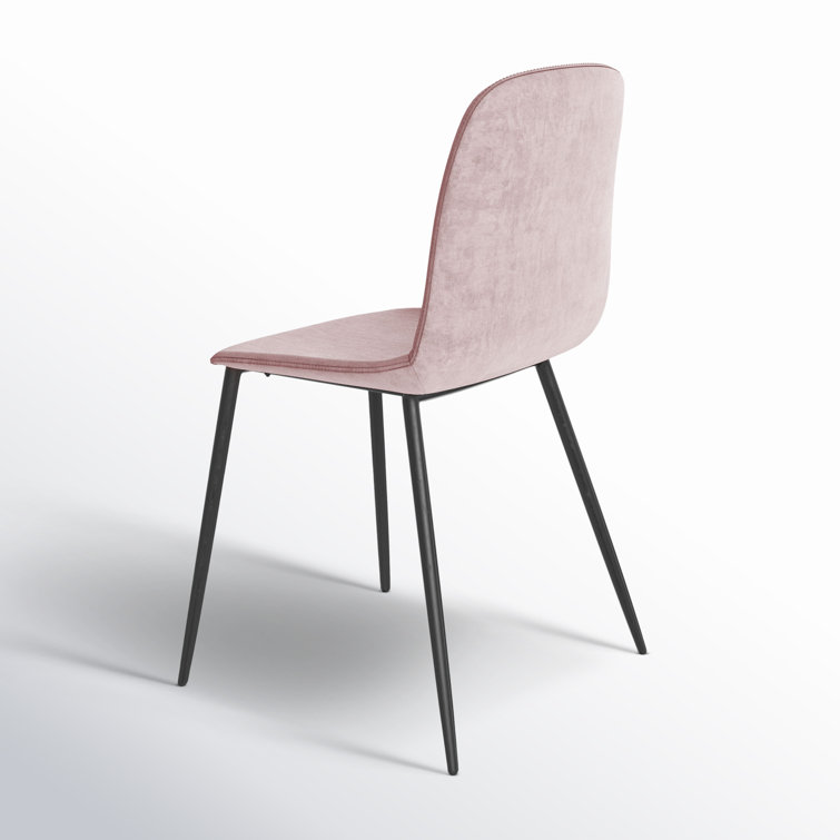 Blush Velvet Upholstered Metal Frame Side Chair Set