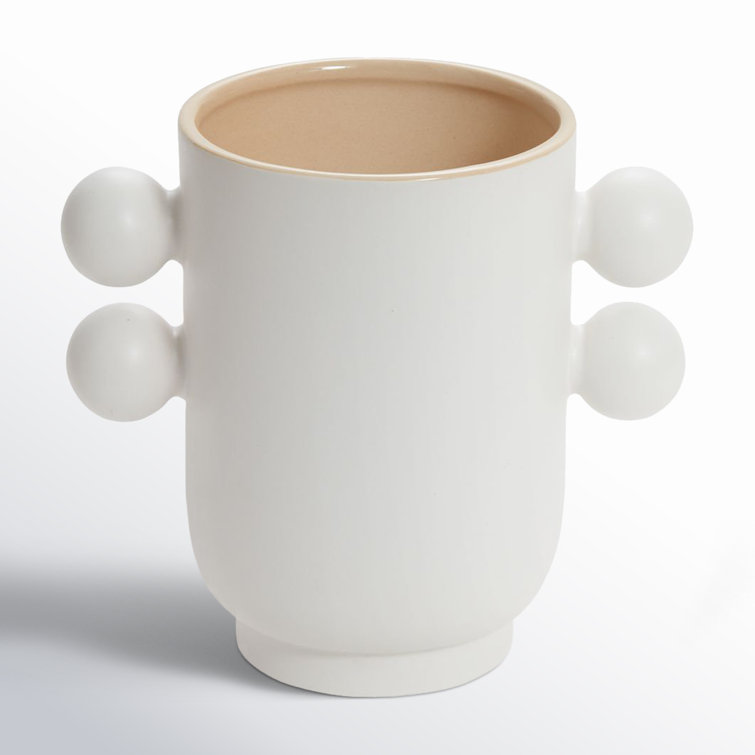 White Round Handmade Ceramic Planter with Spheres