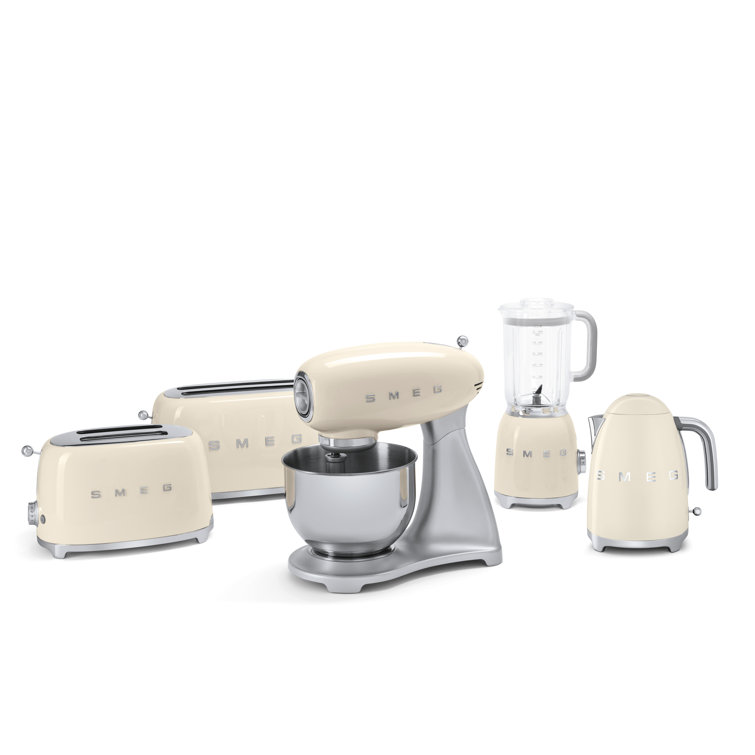 Cream Stainless Steel 4-Slice Wide Slot Retro Toaster