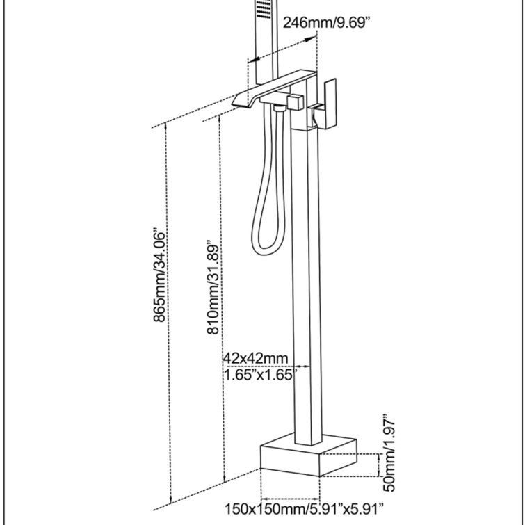 Matte Black Brass Floor-Mounted Freestanding Tub Filler