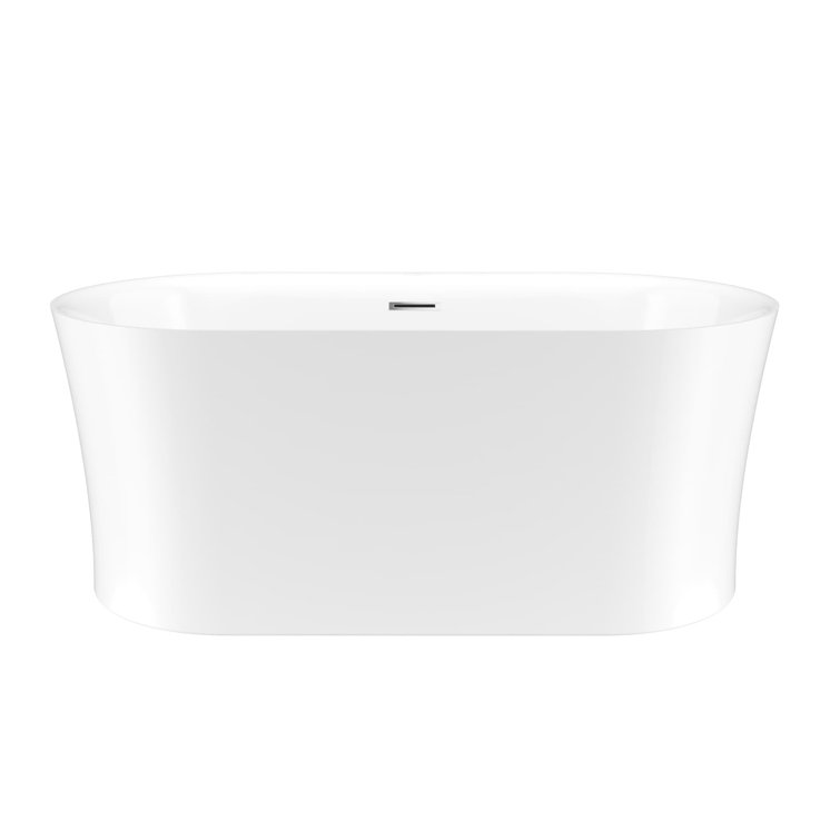 59" White Acrylic Freestanding Oval Soaking Bathtub