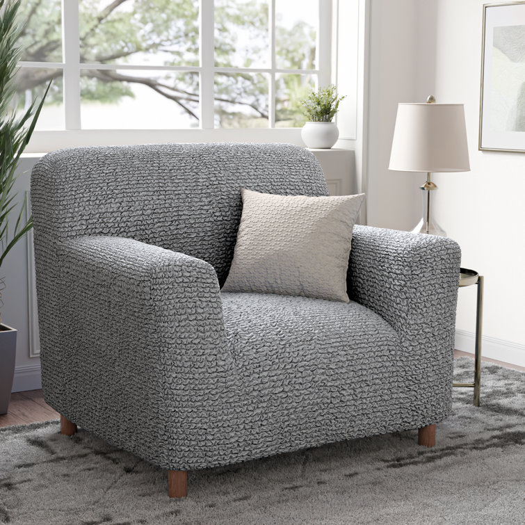 Silver Gray Stretchable Microfiber Armchair Cover