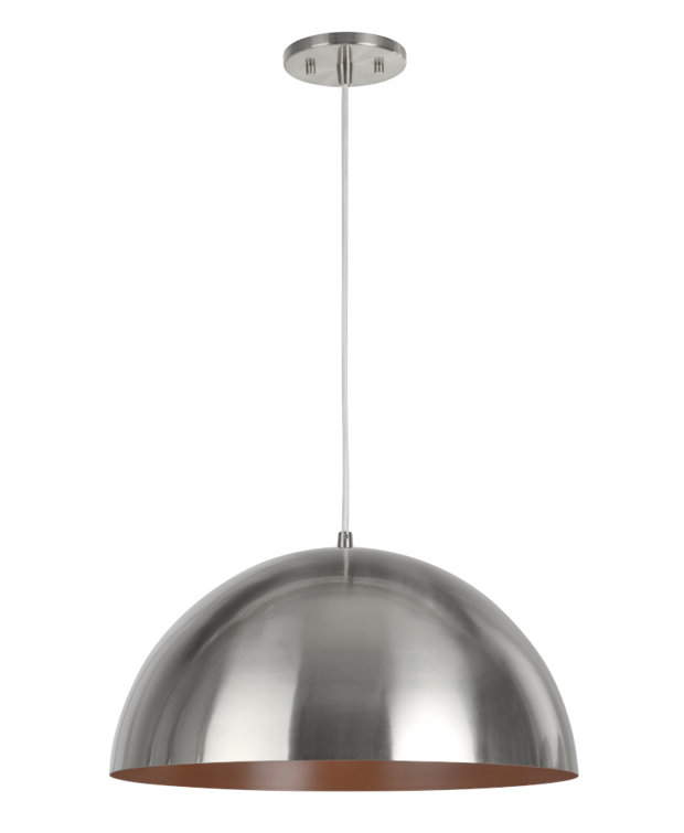 Satin Nickel Mini Pendant Light with Metal Shade