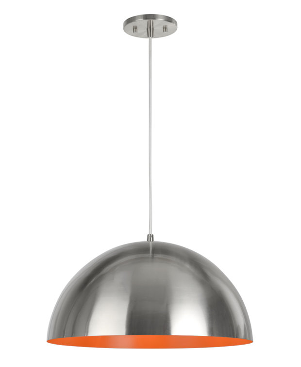Satin Nickel Mini Pendant Light with Metal Shade