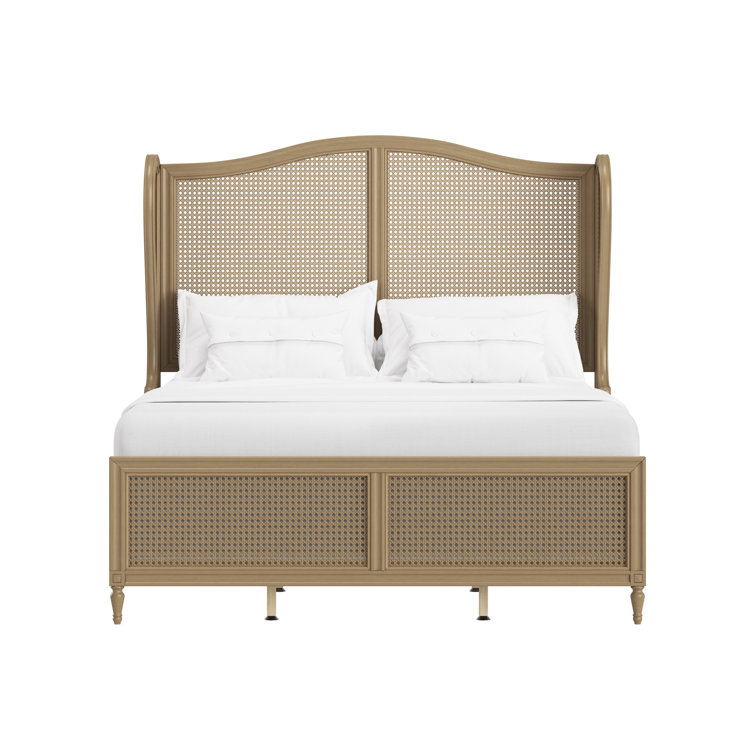 Sausalito Medium Taupe King Bed with Natural Cane Panels